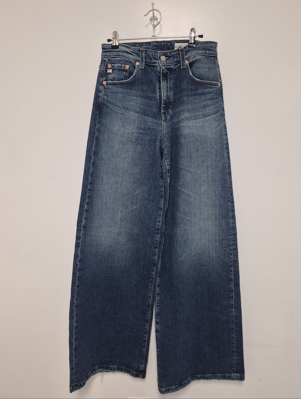 AG Adriano GoldSchmied Deven High Rise Ultra Wide Leg Italian Fabric Jeans sz 26